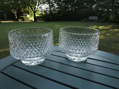 Buy 1980s PAIR Large Tyrone Crystal Fine Cut Footed Bowls Allover Pattern Very Heavy • 48£