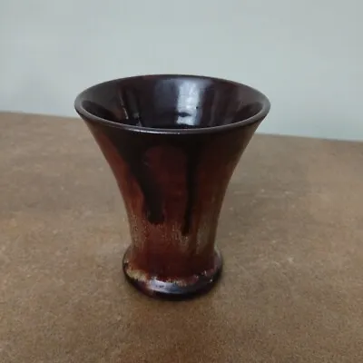 Buy Vintage, Ewenny Welsh Studio Pottery, Brown & Green Drip Glazed Vase, 9cm Tall • 8.95£