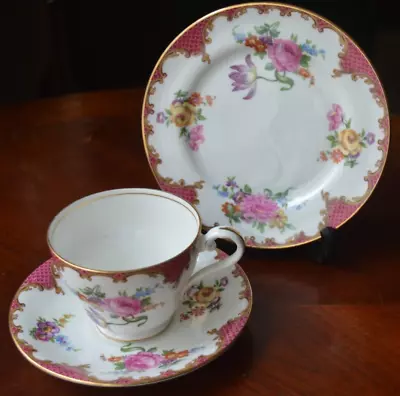 Buy Aynsley Bone China Wilton Pink B971 Cup, Saucer And Bread Plate Trio Made In Uk • 20£
