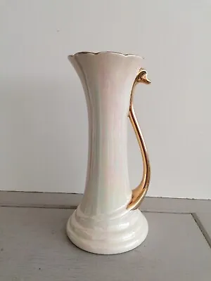 Buy Radford Vintage Iridescent Lustre Gold Gilt Snake Goose Handle Vase 26cmx12cm • 15£