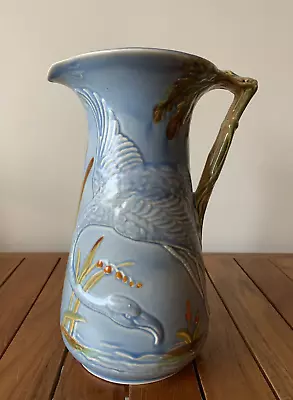 Buy Burleigh Ware Art Deco Large Flamingo Jug Vase Blue Matt Glaze Great Condition • 45£