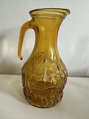 Buy Vintage Mustard/Amber Italian Mid Century Glass Jug/Vase • 25£