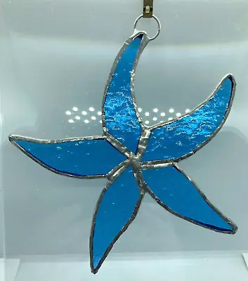 Buy F326 Stained Glass Suncatcher Hanging Starfish 14cm Blue • 11£