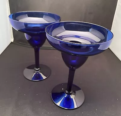 Buy Cobalt Blue Margarita Glasses Stemware Barware Drinking 6” • 13.49£