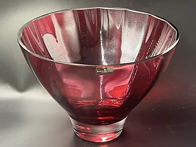 Buy Large Vintage Dartington Ruby Ribbed Glass Bowl 23.5cm 9  Ideal For Ruby Wedding • 30£