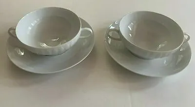 Buy Thomas Germany China Lanzette Pattern Cream Soup Bowls And Plates Set Of 2 • 61.63£