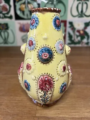 Buy Antique Old English Victorian Majolica Pottery Vase POMPEYI Yellow 15cm Tall • 16.99£