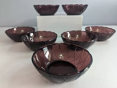 Buy 7 Hazel Atlas Amethyst Purple Newport Hairpin 4.5  Berry Bowls Depression Glass • 28.88£