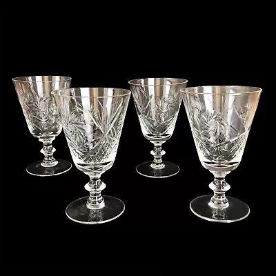 Buy 4 Czech Cut To Clear Crystal Wine Glasses • 123.72£