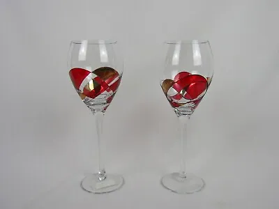 Buy Handmade Mosaic/Stain Glass Wine Glasses (2)-Made In Romania-9.5” Tall-2.75” Dia • 57.54£