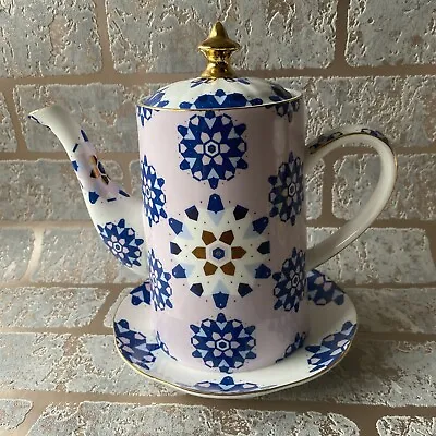 Buy T2 Baskets Pink Blue Gold Fine Bone China Teapot With Diffuser  • 29£