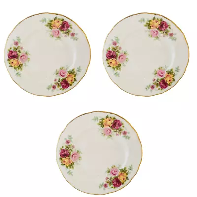 Buy Vintage Duchess Floral Side Plate X3 Plates Bone China Roses Flowers Gold Trim • 10.83£