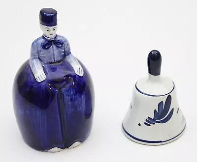 Buy Delft Blue Holland Bells Porcelain Blue White Vintage Glass Pottery Lot Of 2 • 16.68£