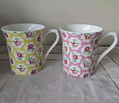 Buy A Pair Of Cath Kidston Provence Rose Fine Bone China Mugs. Excellent Condition. • 10£