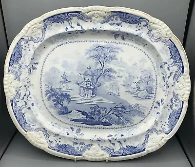 Buy Antique Pottery  Pearlware  Blue Transfer Printed Platter CHINOISERIE.C1830 • 65£