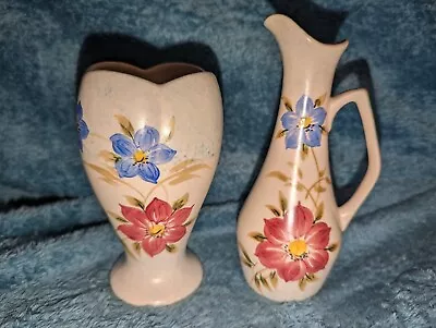 Buy 2 Pieces Of E Radford Hand Painted (CV) Floral Ceramics - VGC • 7£