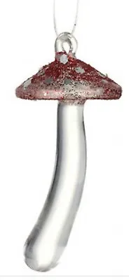 Buy 4 Glass Toadstool Christmas Hanging Decoration Red Glittered Tones Heaven Sends • 3.99£