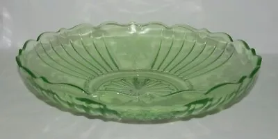 Buy Hocking Glass MAYFAIR Open Rose Green Large Low Flat Fruit Bowl • 25.33£