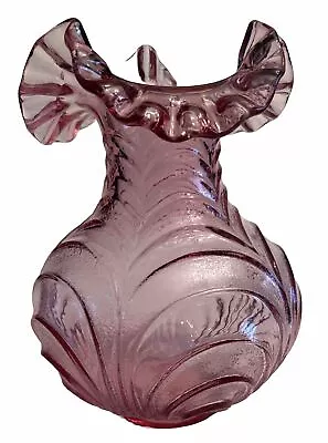 Buy Fenton Drapery Vase  Wisteria Purple  Double Crimped 8” VTG • 48.25£