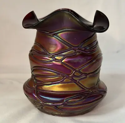 Buy Pallme Konig Veined Iridescent Purple Glass Vase....circa 1900! • 187.01£