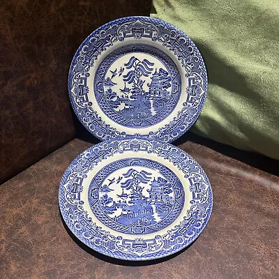 Buy English Ironstone Tableware - Willow Pattern - 2 X Side Plates 17cm Dia • 5.99£