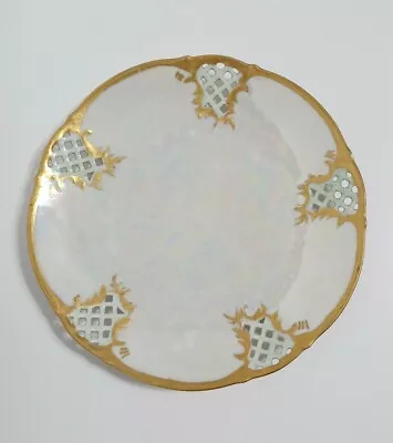 Buy Vintage 40s Schumann Dresden Dessert Plate Pierced Iridescent Gold 7.5  Bavaria • 23.05£