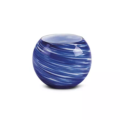 Buy Blue And White Striped Glossy Candle Holder 10cm X 10cm X 10cm RRP £20 (R185) • 5.99£