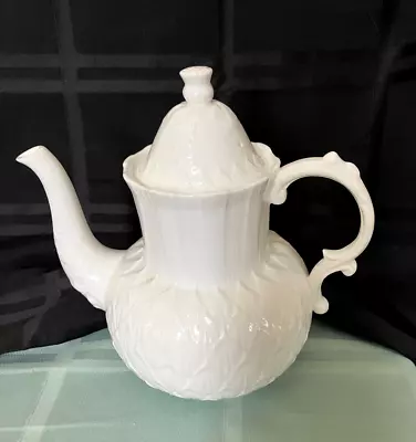 Buy Hammersley English Bone China Teapot Embossed White Scottish Thistle C1939-1966 • 57.86£