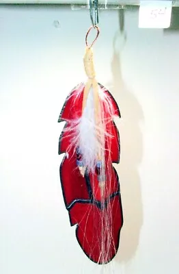 Buy 9  L Stained Glass EAGLE FEATHER Suncatcher For Window Handmade In USA #54 • 24.89£