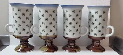 Buy VTG Otagiri Footed Irish Coffee Cups Mugs Set Of Four Stoneware Shamrock Clover • 19.18£
