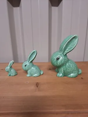 Buy Collection Of 3 Green Sylvac Rabbits 990 Rabbit Bunny  • 30£