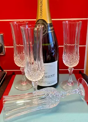 Buy Set Of 4 X 8  Heavy Lead Cut Crystal Champagne Flutes - Excellent Not Boxed • 18£