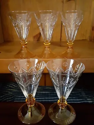 Buy 5 X Vintage Original Art Deco Stuart Crystal Cocktail Glasses By Ludwig Kny • 149.99£