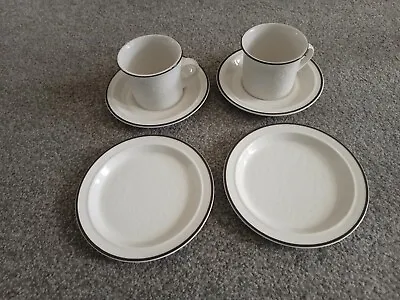 Buy 2 X Royal Doulton Lambeth Stoneware Ting Tea Cup & Saucer + Side Plate Trios • 8£