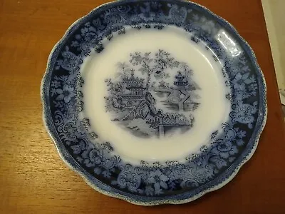 Buy Victorian Antique Shanghai Blue Transferware Dinner Plate In Good Condition  • 12.75£