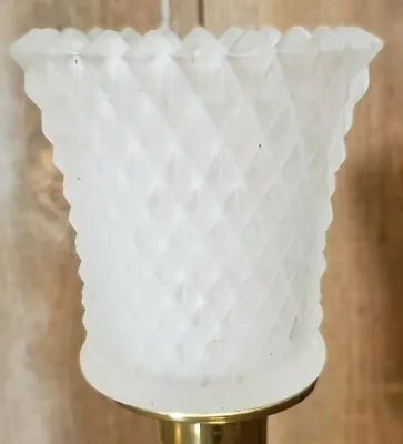 Buy Vintage Frosted Glass Diamond Cut Votive Candle Peg Cup Holder • 6.67£
