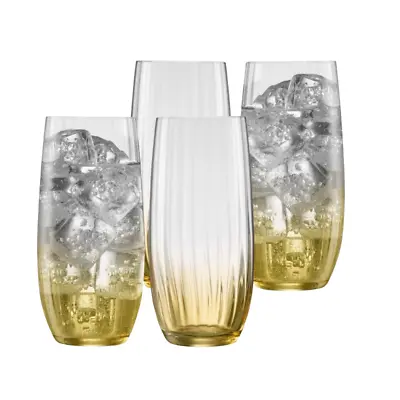 Buy Galway Crystal Erne Amber Set Of 4 Hi Ball Tall Tumblers Brand New In Gift Boxes • 34.99£