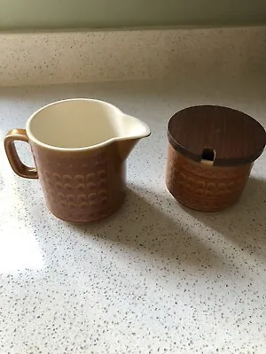 Buy Vintage Hornsea Pottery Saffron Design Milk Jug & Sugar Bowl - 1970s • 10£