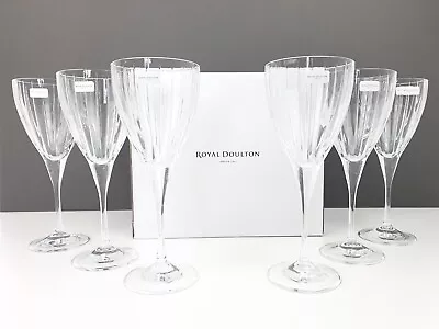 Buy 6 X Royal Doulton Crystal Wine Glasses In The Linear Pattern NEW RRP £105 • 69.99£