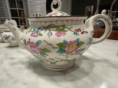Buy Rare Antique COALPORT CHINA Pembroke Tea Pot  W/LID Bird Floral • 66.41£