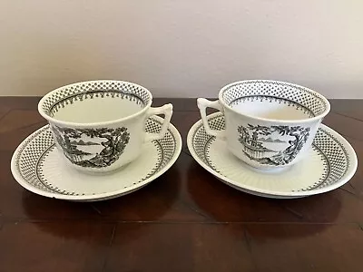 Buy Set Of 2 Real English Ironstone Wm Adams & Sons England Minuet Cups And Saucers • 20.70£