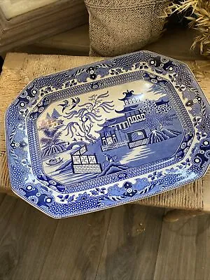 Buy Burleigh Ware Willow Pattern, Rectangular Serving Plate ,Excellent Con 39x31cm • 48£