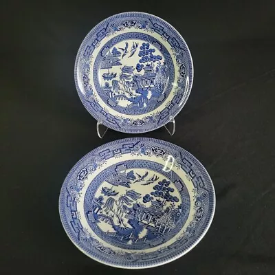 Buy Lot 2 Churchill Blue Willow 8  Soup Salad Bowl Made In England Dinnerware EUC • 16.24£