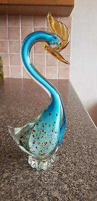 Buy Vintage Italian Murano Bird Glass Cockatoo 28 Cm Tall Mint Blue/yellow/speckled. • 60£