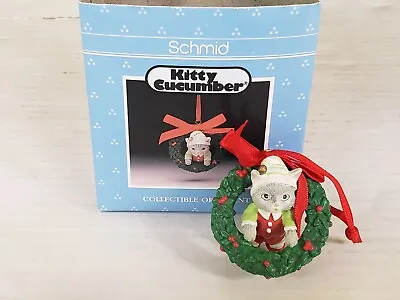 Buy 1990 KITTY CUCUMBER FIGURINE Christmas Wreath Kitty SCHMID COLLECTIBLE • 14.36£