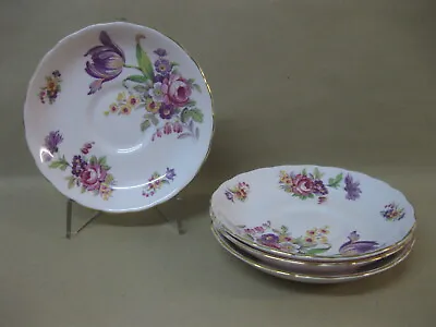 Buy Tuscan China Montrose Pattern ~ 4 Saucers ~ Pretty Pink/ Floral • 9.99£