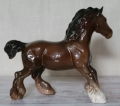 Buy Beswick Vintage Cantering Shire Horse Brown (Bay) Gloss Model No. 975 • 29.99£