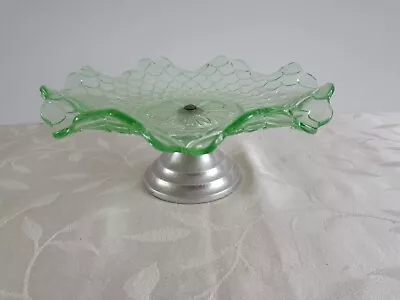 Buy Vintage Art Deco Uranium Glass Bowl, Cake Stand  In Lovely Condition  • 17.99£
