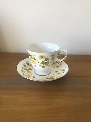 Buy Vintage Queen Anne Bone China Teacup & Saucer Yellow Flowers  • 15£