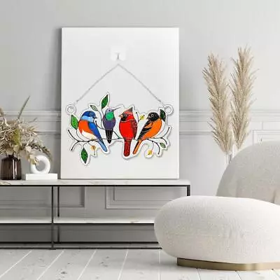 Buy Stained Glass Birds-Window Panel Hanging Window Decors • 6.36£